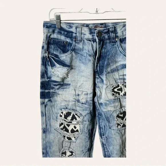 0801. Men’s DENIM & RIVETS DENIM JEANS PATCHWORK DISTRESSING SIZE 30 - Picture 3 of 8